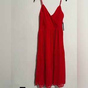 Lulus Red pleated midi dress date night party dress